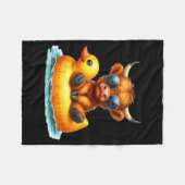 Cute Highland Cow Duck Ol Float Summer Vibes Swimm Fleecedecke (Vorderseite (Horizontal))