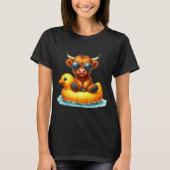 Cute Highland Cow Duck Ol Float Summer Vibes Swimm T-Shirt (Vorderseite)
