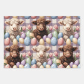 Cute Highland Cow Easter Bunny Bonnets in Pastel Geschenkpapier Set (Vorderseite 2)