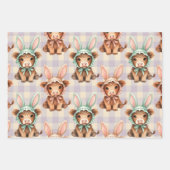 Cute Highland Cow Easter Bunny Bonnets in Pastel Geschenkpapier Set (Vorderseite)