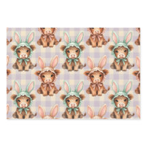 Cute Highland Cow Easter Bunny Bonnets in Pastel