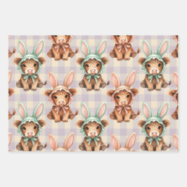 Cute Highland Cow Easter Bunny Bonnets in Pastel Geschenkpapier Set