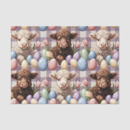 Cute Highland Cow Easter Cream Pastel Seidenpapier