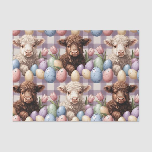 Cute Highland Cow Easter Cream Pastel Seidenpapier (Vorderseite)