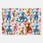 Cute Highland Cow Easter Eggs Pastel Geschenkpapier Set (Vorderseite 2)