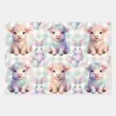 Cute Highland Cow Easter Eggs Pastel Geschenkpapier Set (Vorderseite)