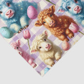 Cute Highland Cow Easter Pastel Eggs Seidenpapier (Ausschnitt)