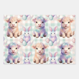 Cute Highland Cow Easter Spring Geschenkpapier Set
