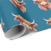 Cute Highland Cow. Geschenkpapier (Rolleneckpunkt)