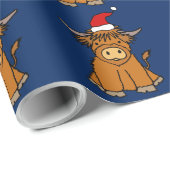 Cute Highland Cow in Santa hat Christmas Geschenkpapier (Rolleneckpunkt)