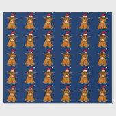Cute Highland Cow in Santa hat Christmas Geschenkpapier (Flach)