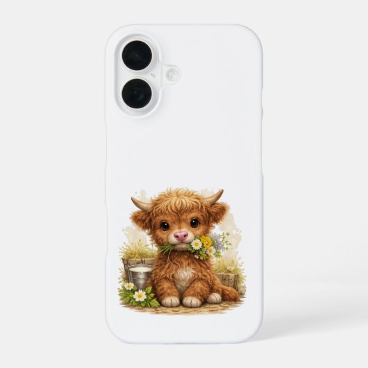 Cute Highland Cow iPhone 16 Case Kawaii Hülle (Rückseite)