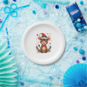 Cute Highland Cow Lover Santa Hat Western Christma Pappteller (Party)