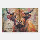 Cute Highland Cow Portrait Ephemera Geschenkpapier Set (Vorderseite)