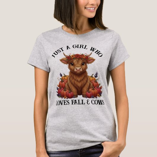 Cute Highland Cow & Pumpkins T-Shirt (Vorderseite)