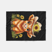 Cute Highland Cow Sunflower Farm Scottish Highland Fleecedecke (Vorderseite (Horizontal))