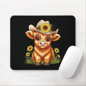 Cute Highland Cow Sunflower Farm Scottish Highland Mousepad (Mit Mouse)