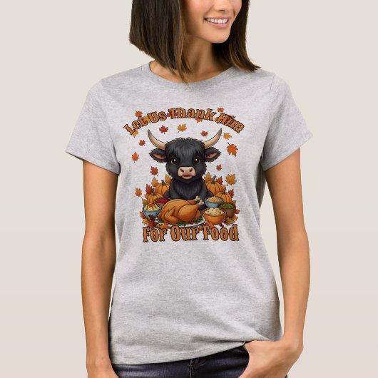 Cute Highland Cow Thanksgiving Feast Tee (Vorderseite)