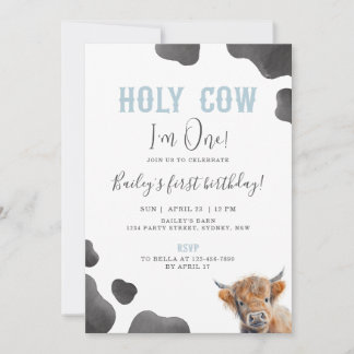 Cute Highland Cow Themed 1st Birthday Party Einladung