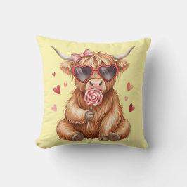 Cute Highland Cow Valentine Decorativ Throw Pillow Kissen