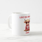 Cute Highland Cow Valentine Heart Glasses Coffee m Kaffeetasse (Vorderseite Links)