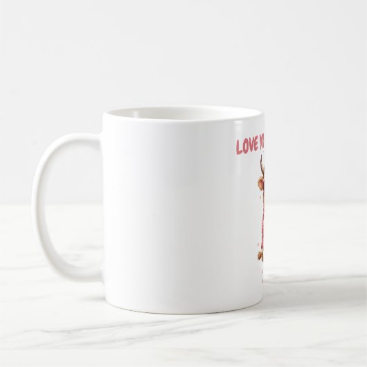 Cute Highland Cow Valentine Heart Glasses Coffee m Kaffeetasse (Links)