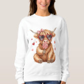 Cute Highland Cow Valentine Sweatshirt (Vorderseite)