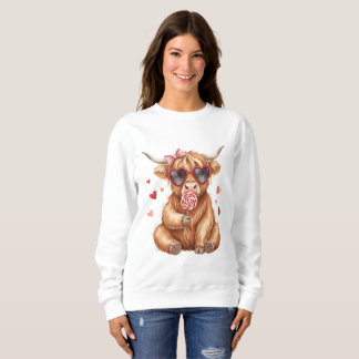 Cute Highland Cow Valentine Sweatshirt