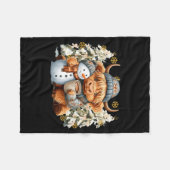Cute Highland Cow With Snowman Hot Cocoa Christmas Fleecedecke (Vorderseite (Horizontal))