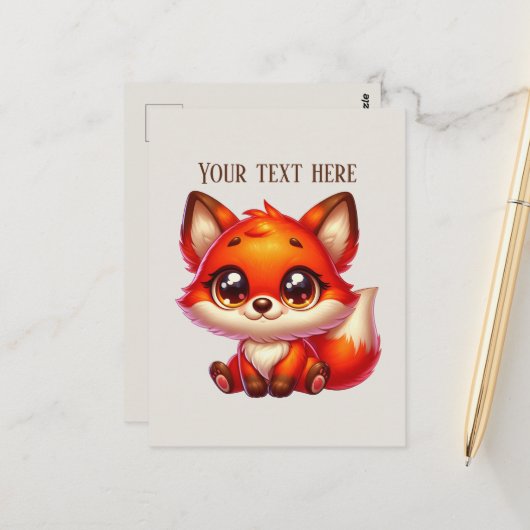 Cute hiking fox lovers customizable  postkarte (Vorderseite/Rückseite Beispiel)