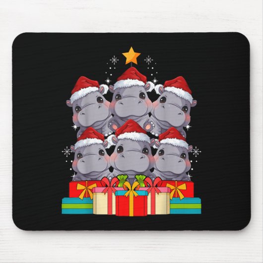 Cute Hip Le Hiptamus Christmas Tree Xmas Hat Mousepad (Vorne)