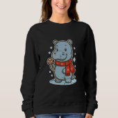 Cute Hippo Winter with Candy Cane Sweatshirt (Vorderseite)