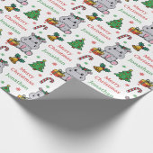 Cute Hippopotamus Christmas Tree Holidays Geschenkpapier (Ecke)