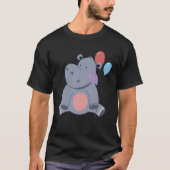 Cute Hippopotamus With Balloons T-Shirt (Vorderseite)