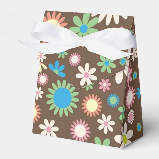 Cute Hippy Flower Power Pattern Brown Geschenkschachtel (Vorderseite)