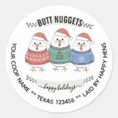 Cute Holiday BUTT NUGGETS egg carton label Runder Aufkleber (Vorderseite)