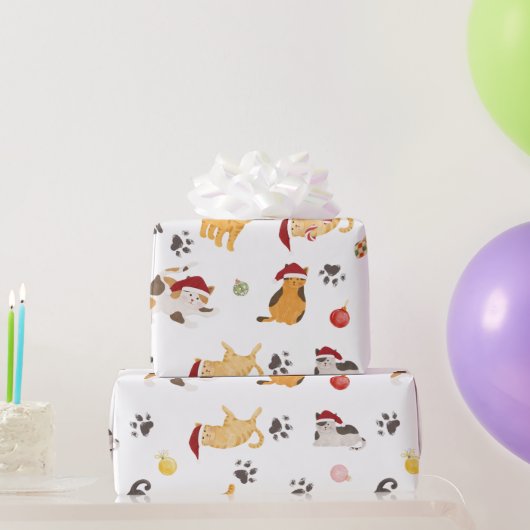 Cute Holiday Cat Pattern Geschenkpapier (Partygeschenke)