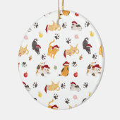 Cute Holiday Cat Pattern Keramik Ornament (Links)