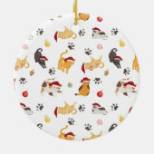 Cute Holiday Cat Pattern Keramik Ornament (Hinten)
