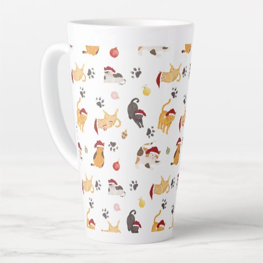 Cute Holiday Cat Pattern Milchtasse (Linke Ecke)