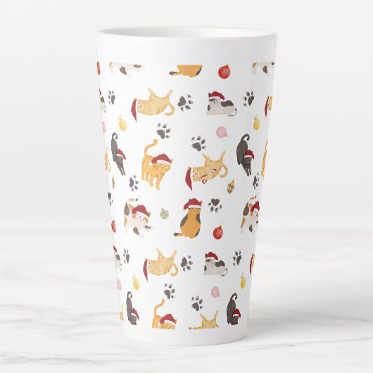 Cute Holiday Cat Pattern Milchtasse (Vorderseite)