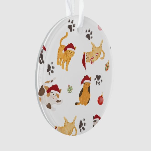 Cute Holiday Cat Pattern Ornament (Vorderseite)