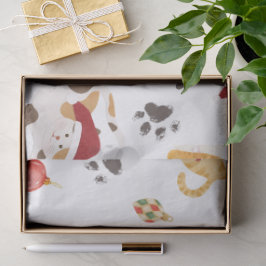 Cute Holiday Cat Pattern Seidenpapier