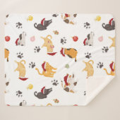 Cute Holiday Cat Pattern Sherpadecke (Vorderseite (Horizontal))