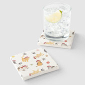 Cute Holiday Cat Pattern Steinuntersetzer (Seitenansicht)