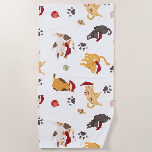 Cute Holiday Cat Pattern Strandtuch (Vorderseite)