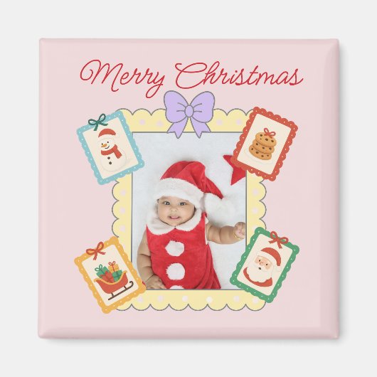Cute Holiday Collage with Festive Pastel Frames Magnet (Vorne)