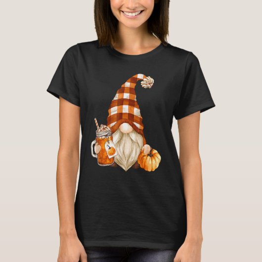 Cute Holiday Gnome For Thanksgiving With Fall Pump T-Shirt (Vorderseite)