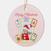 Cute Holiday Keepsake with Festive Pastel Frames Keramik Ornament (Links)