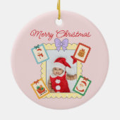 Cute Holiday Keepsake with Festive Pastel Frames Keramik Ornament (Hinten)